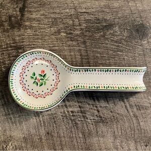 Cath Kidston White and Green Ceramic Spoon Rest